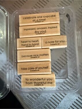 Stampin Up! Sweet Little Sentiments Rubber Wood Block Stamp Set- never used